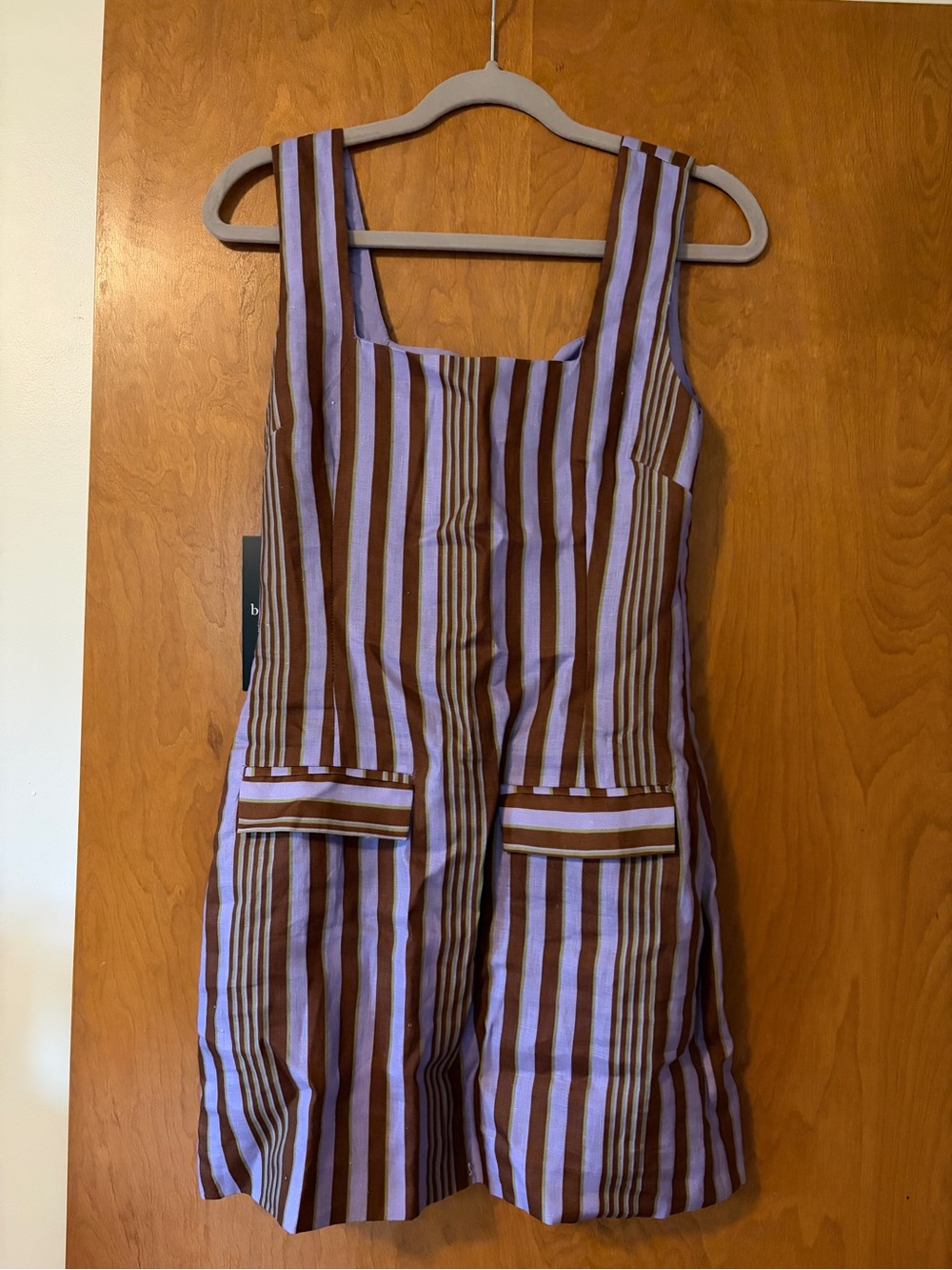 Tuckernuck Brown and Light Purple Striped Mini Dress